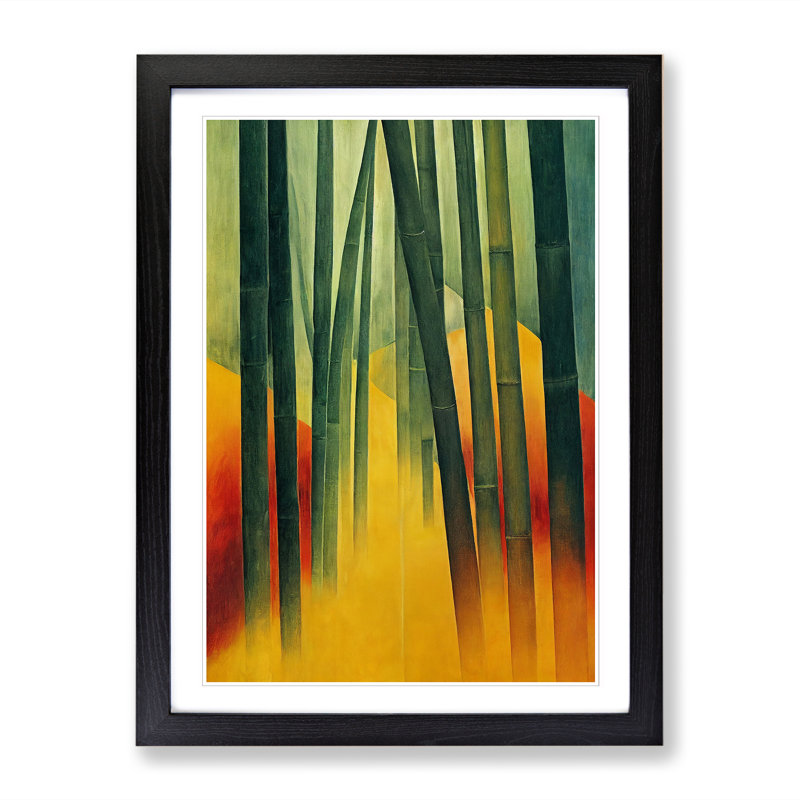 Bamboo Forest Abstract - Single Picture Frame Print, Black Framed, 64cm H x 46cm W