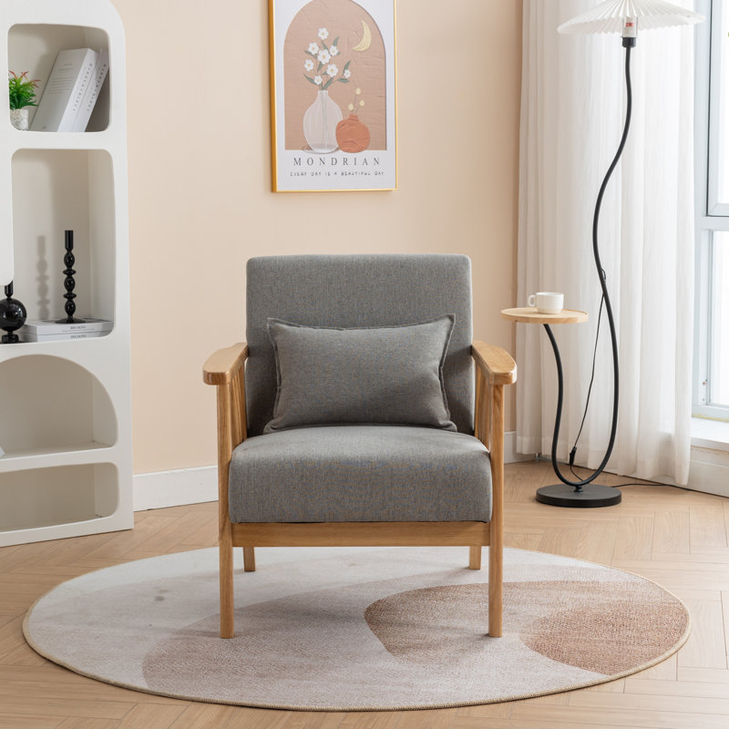 Kialie Upholstered Armchair, Gray Linen