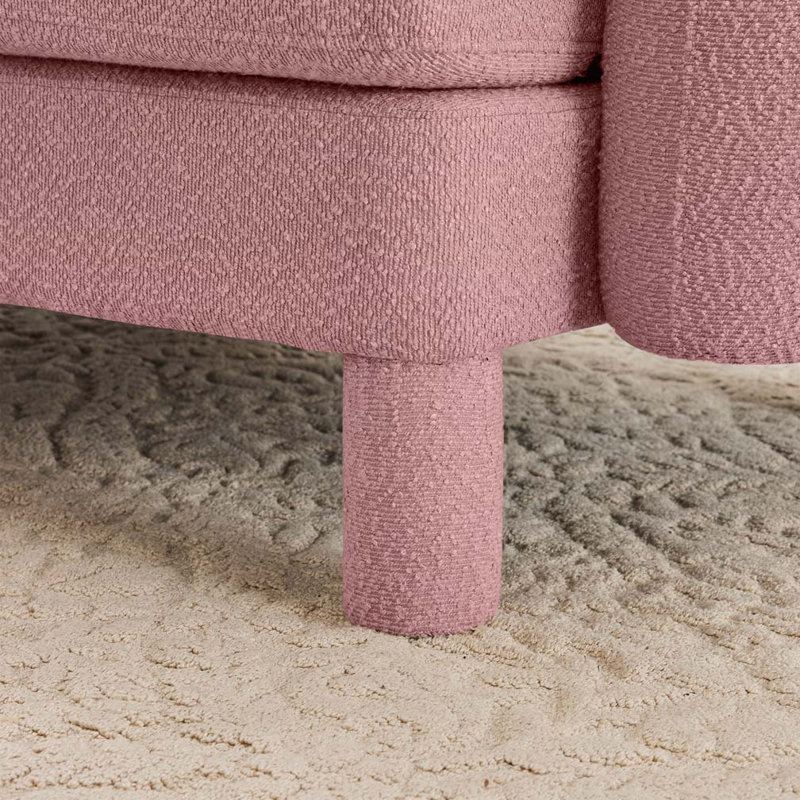 Repose-pieds capitonné Boucle, Rose