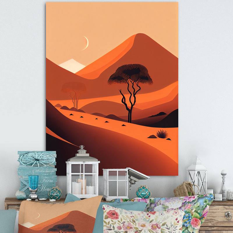Arbre simple dans les montagnes en terre cuite V - impression, H 20 po x l 12 po x P 1 po, Toile tendue