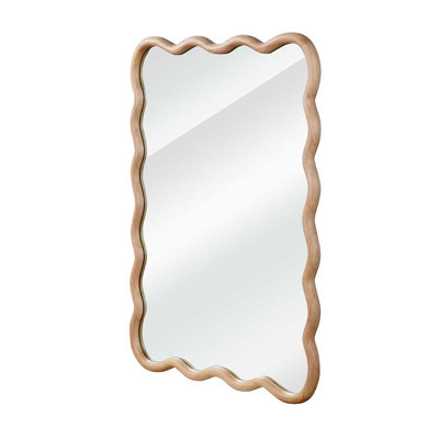 Rectangle Solid Wood Wavy Mirror