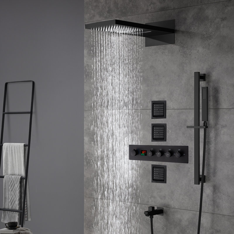 Thermostatic All-In-One Kit with Rough in-Valve, Matte Black