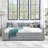 Queen Size Daybed with Two Drawers Trundle Upholstered Sofa Bed, with Vertical Stripes, Linen Fabric-974600855