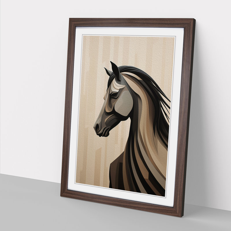 Horse Minimalism No.2 - Framed Print, Walnut Framed, 34cm H x 25cm W x 2cm D
