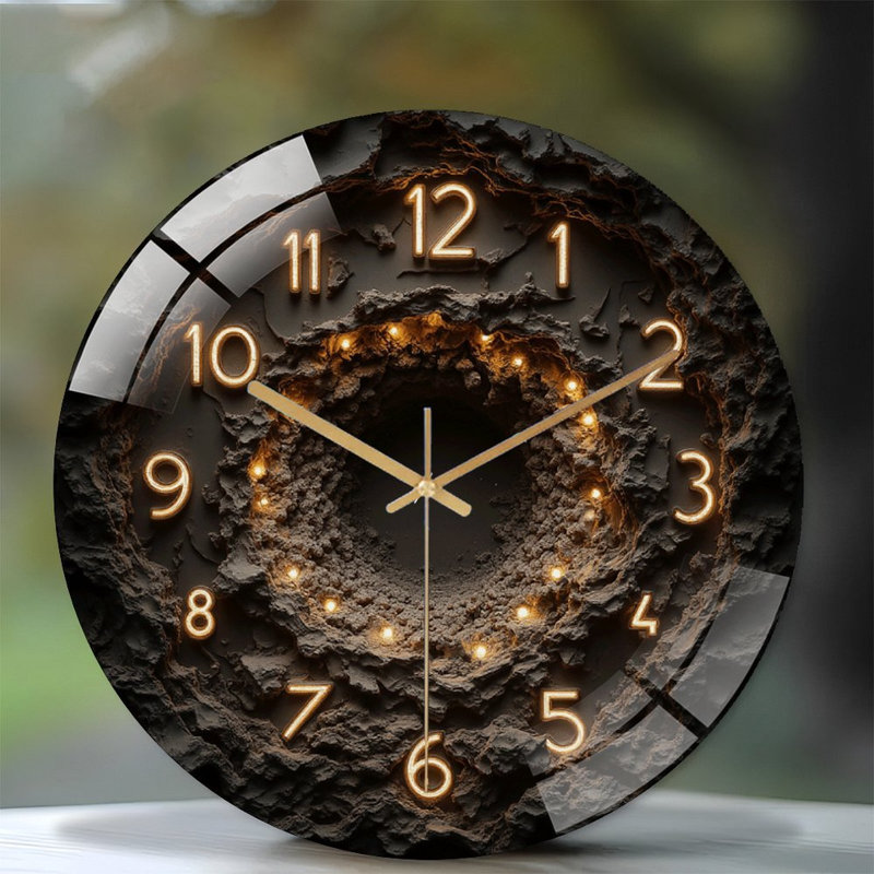 Modern Wall Clock 2D Design for Home Decoration Art - 12'' Modern Glass Wall Clock