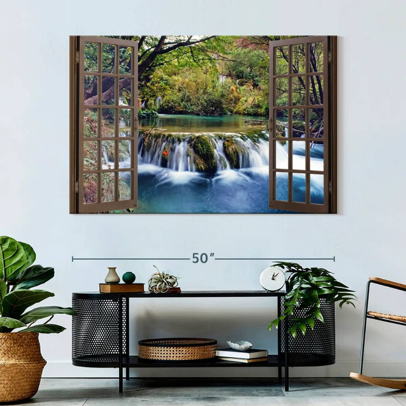 Fenêtre ouverte sur toile, H 34 po x l 51 po x P 1,25 po