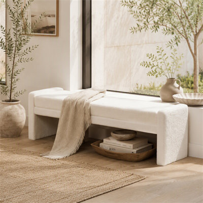Banc de lit rembourré moderne et confortable de 170 cm (66,9 po), banc d'appoint surdimensionné pour entrée, fenêtre et salle à manger, repose-pieds/banc pour chambres d'amis, réception, chambre à coucher, couloir, salon