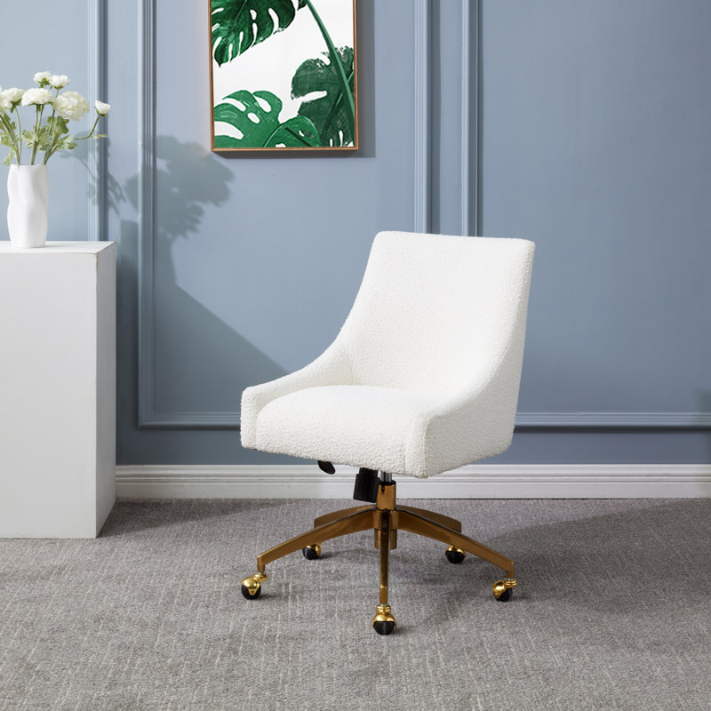 Chaise de travail Orna, Ivoire / boucle dorée, Doré