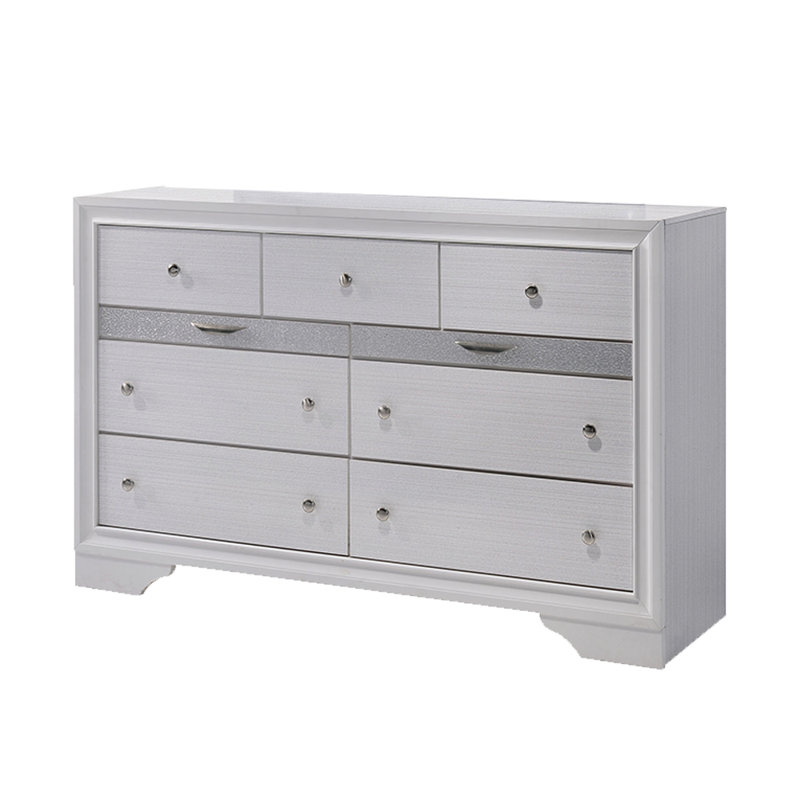 Commode 7 tiroirs l 63 po Chrissy, Blanc