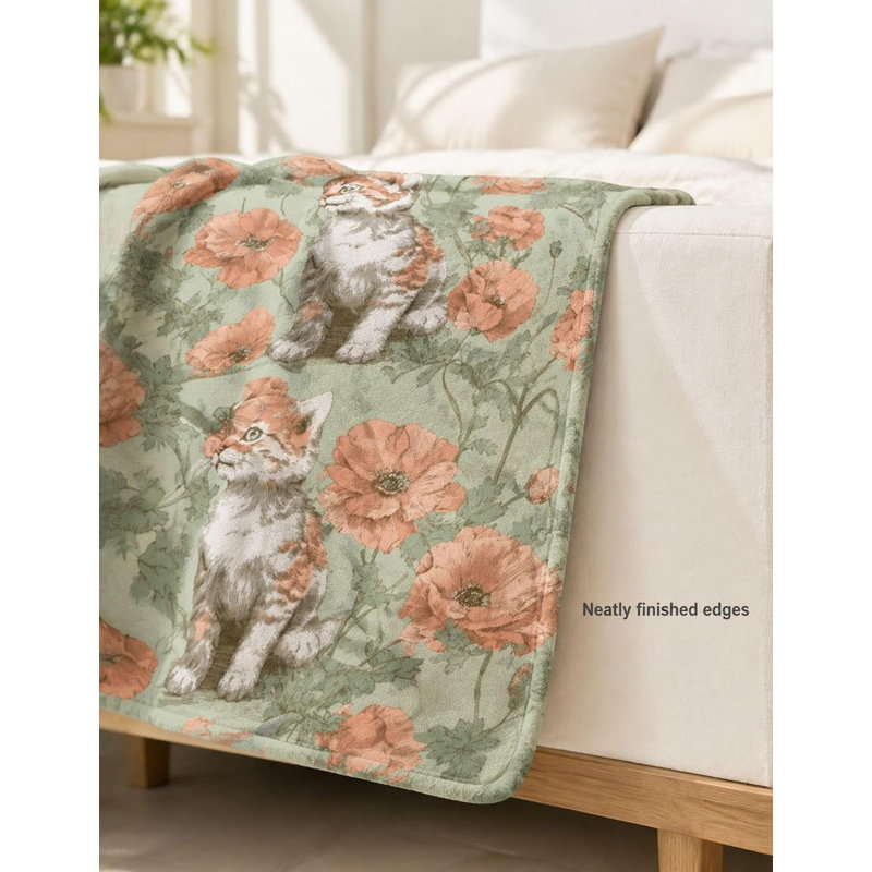 Jeté en molleton chaud mauve à motif floral mauve, 50 x 60 po, L 60 po x l 50 po