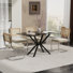 Ensemble de table de salle à manger rectangulaire en verre trempé avec chaises de salle à manger rembourrées en velours de luxe
