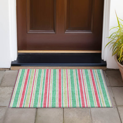 Tapis vert / rose en polyester tissé à la machine Kinslee