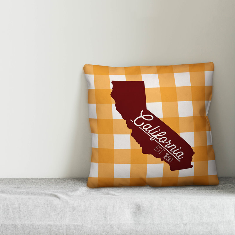 Housse de coussin carré et insert, Californie, Jaune / brun