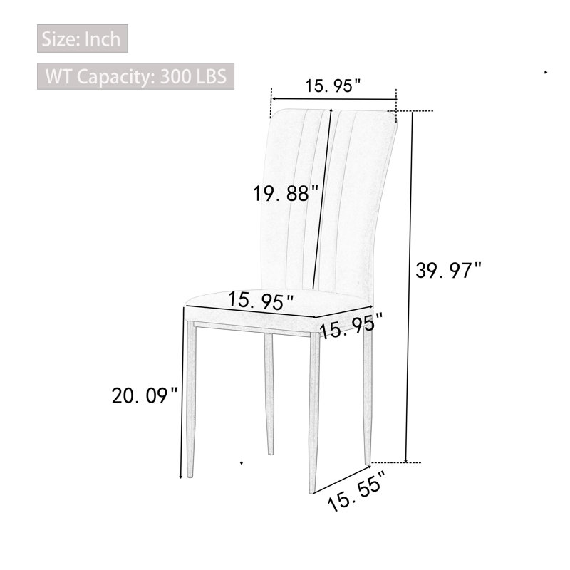Beige Velvet Dining Chairs With Long Back, Set Of 4, Beige