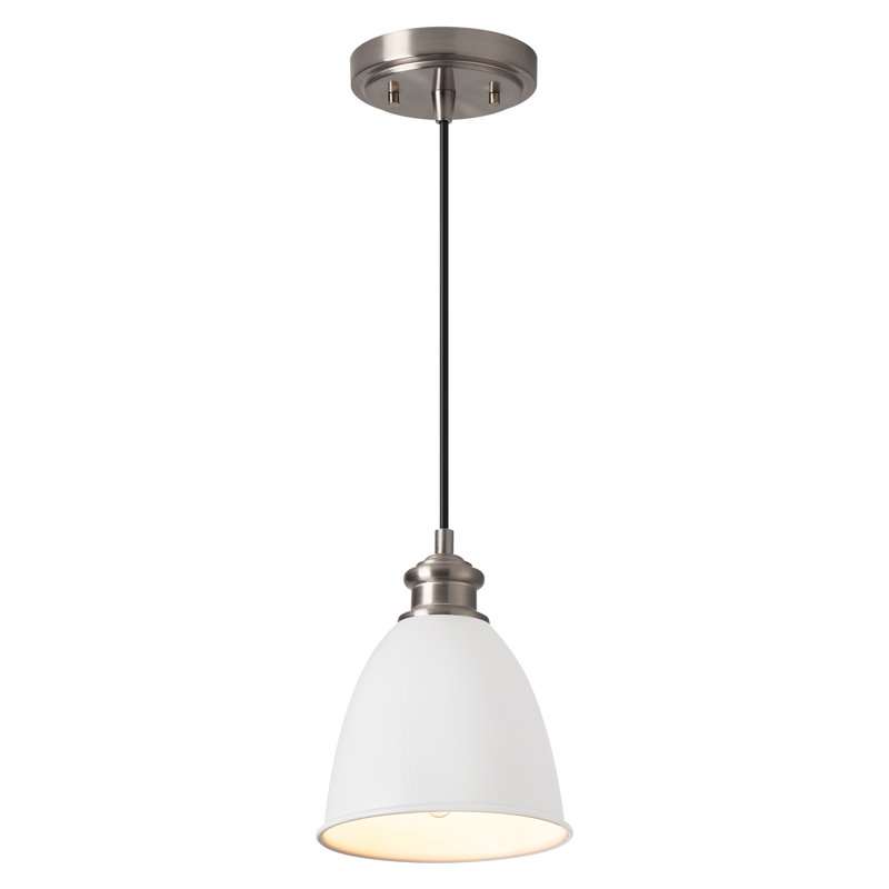 Castelli 1-Light Modern Dimmable Single Pendant Light in Matte White with Metal Shade