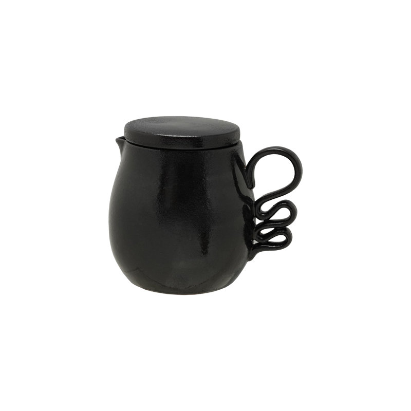Stoneware Pitcher With Abstract Handle