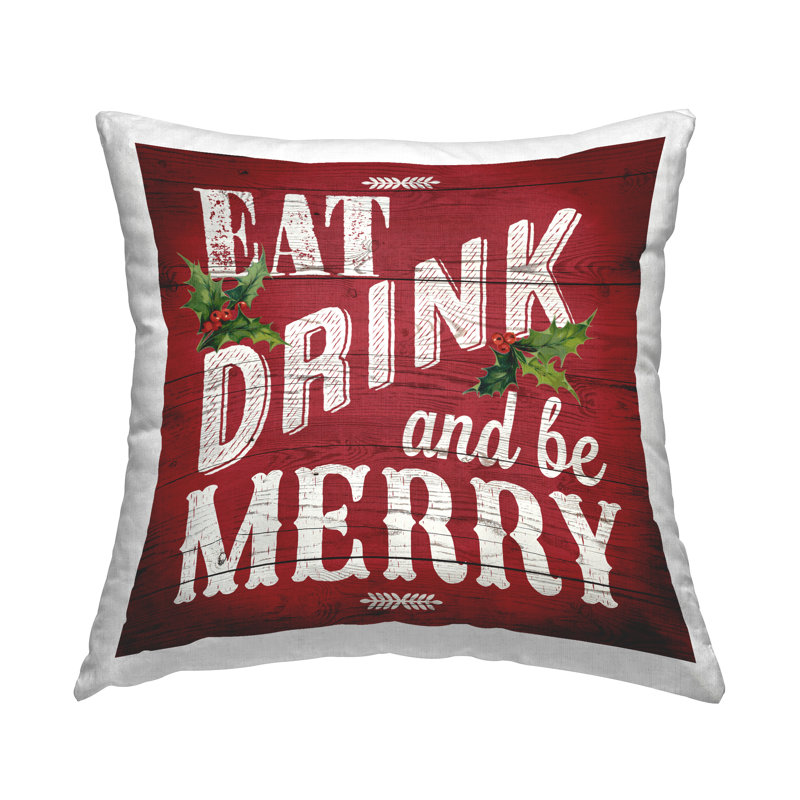Coussin décoratif imprimé Vintage Be Merry par Susan Arnot