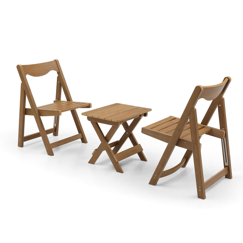 Hips Material Patio Bistro With 2 Chairs And Rectangular Table, Finish For Balcony Outdoor Comprised Of Use