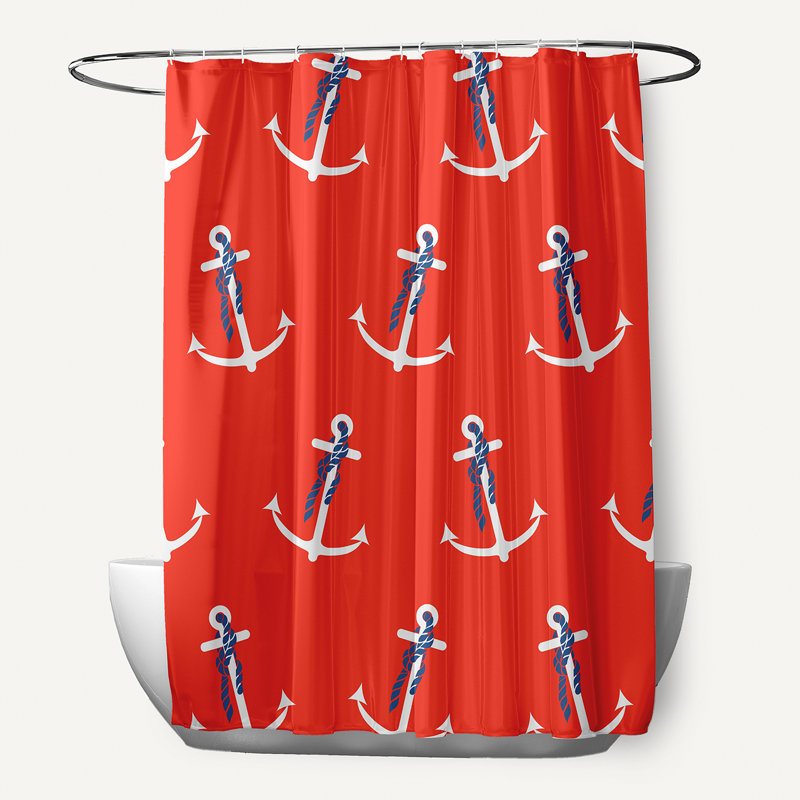 Rideau de douche simple à imprimé géométrique, Ancre fantaisie, Orange