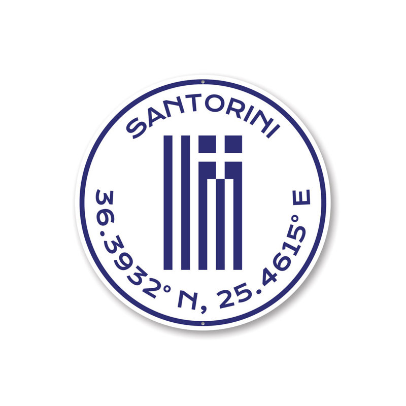 Enseigne en aluminium Santorini, H 18 po x l 18 po x P 0,06 po