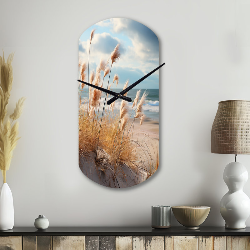 Beach Beach Coastal Harmony I - Horloge murale asymétrique en métal, Grand