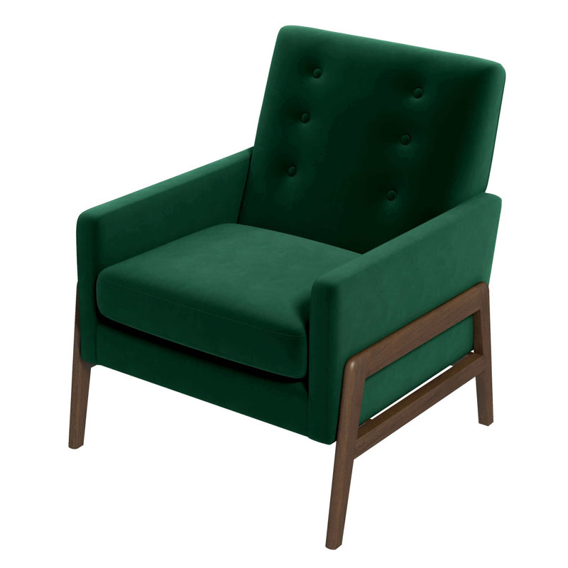 Méridienne Cole, Green Cushion/Walnut Frame