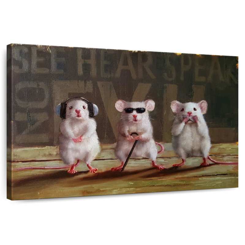 Three Wise Mice, 16" H x 24" W