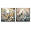 Harmonie géométrique dorée et blanche - ensemble de 2 collages carrés de paysages abstraits-480922362-480922363