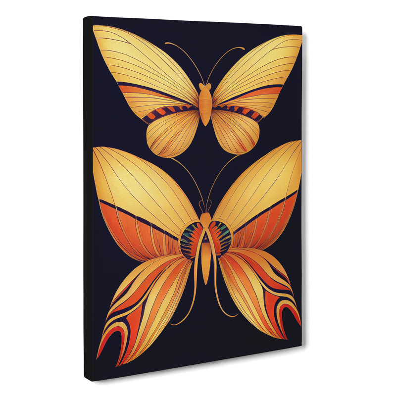 Butterflies Vintage - Wrapped Canvas Print, 76cm H x 50cm W x 3cm D