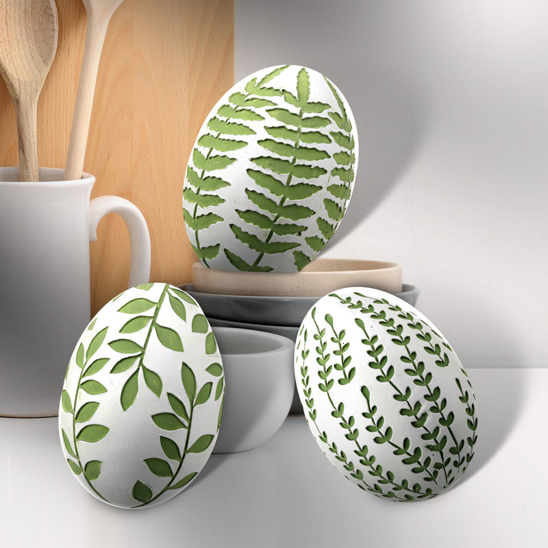 3 Piece Glodine Leaf Relief Egg Assorted Set