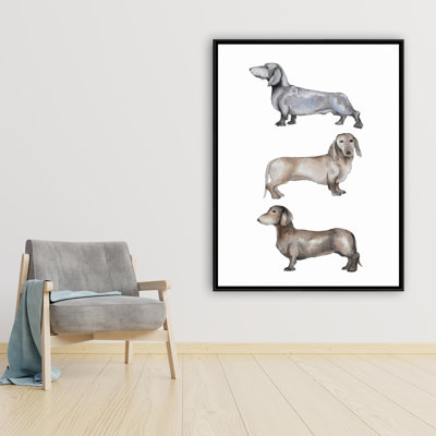 Petit chien teckel | Cadre de salon brun