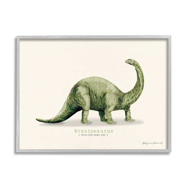 «Green Brontosaurus Dinosaur» par Sally Swatland - impression, H 11 po x l 14 po x P 1,5 po, Estampe numérique Farmhouse