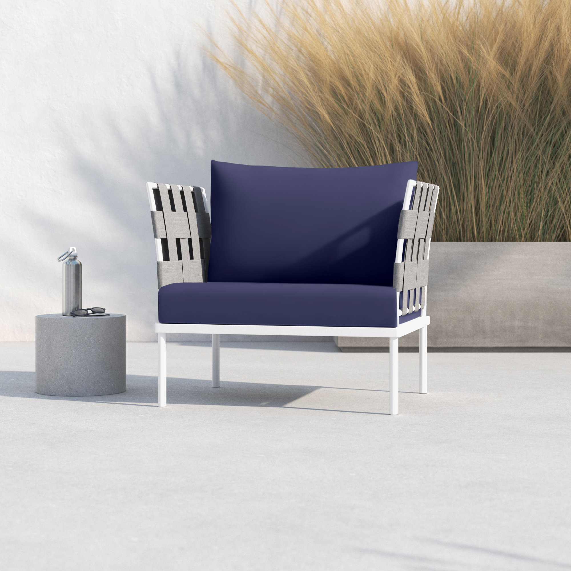 Harmony Outdoor Patio Aluminum Armchair, Navy