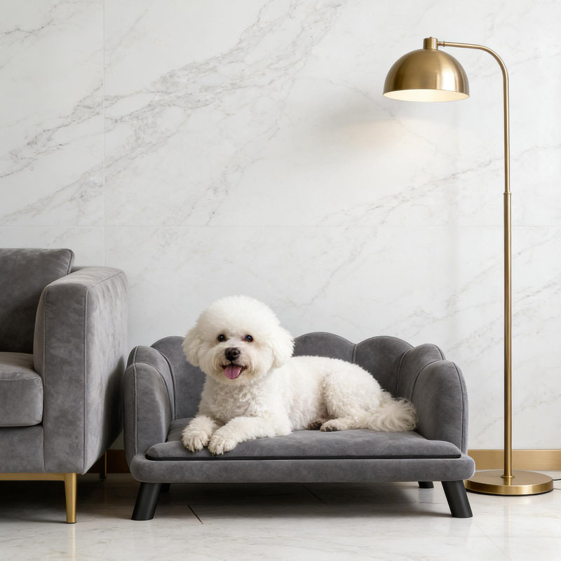 Lit pour animaux spacieux avec coussin amovible, Gray