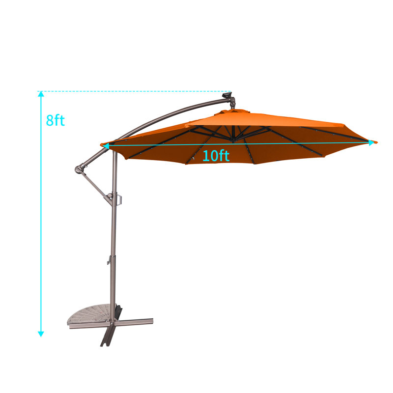 Parasol lumineux en porte-à-faux 9 pi 6 po Aya-Rose, Orange