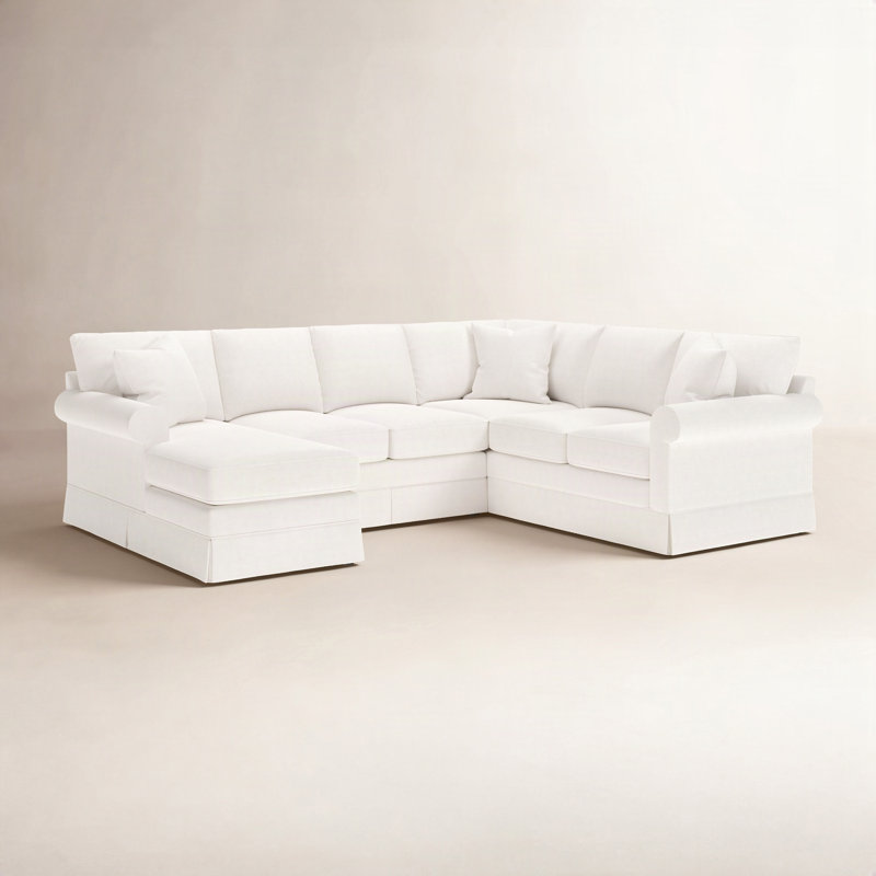 Friedman Upholstered U-Shaped Sectional, Left Hand Facing, Nomad Snow Crypton® Chenille