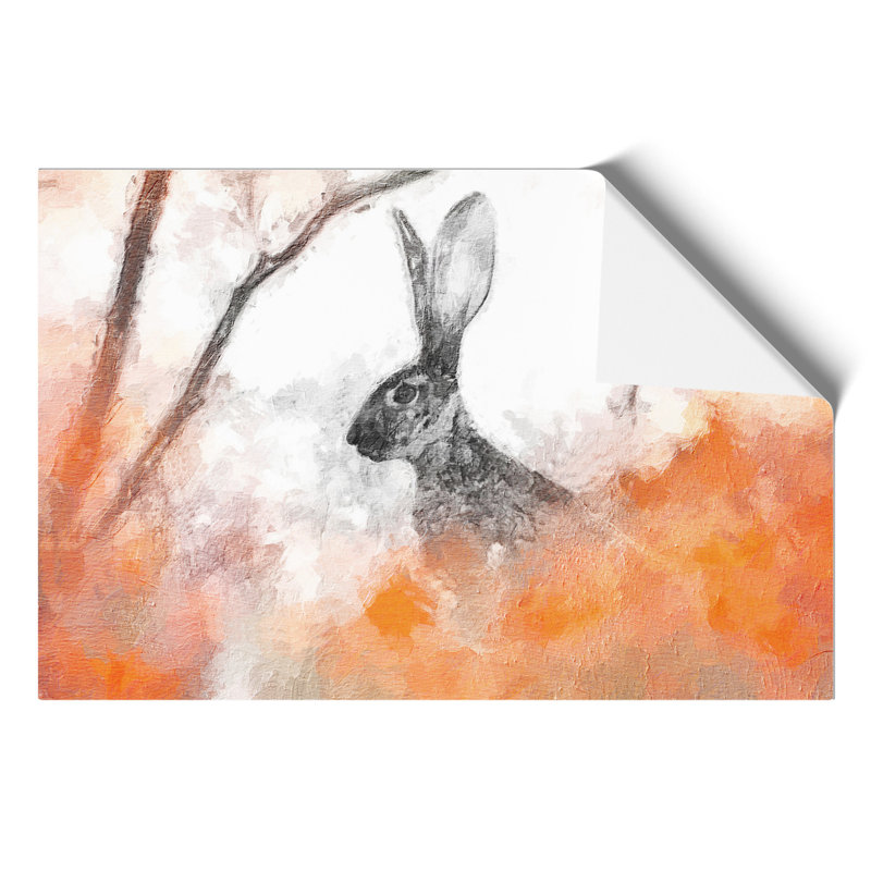 The Alert Hare in Orange - Frameless Print, 59cm H x 42cm W x 0.1cm D