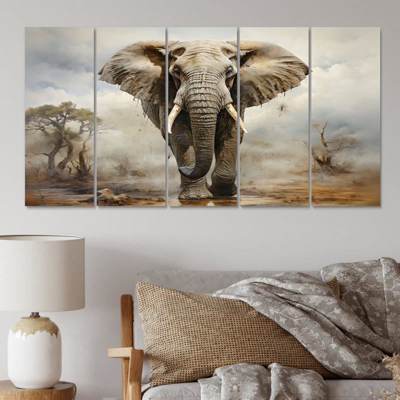 Éléphant gracieux éléphant - animaux, ensemble d'art mural en métal