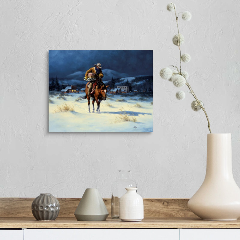 «Bringing Christmas Home» par Jack Sorenson - reproduction d'art sur toile, H 11 po x l 14 po x P 1,25 po, Toile tendue