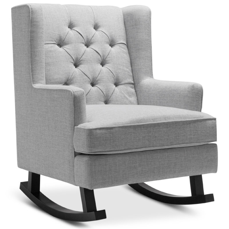 Maoli Rocking Chair, Grey Tufted