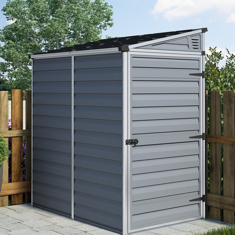 Skylight 6 ft. W x 4 ft. D Plastic Pent Garden Shed, Grey