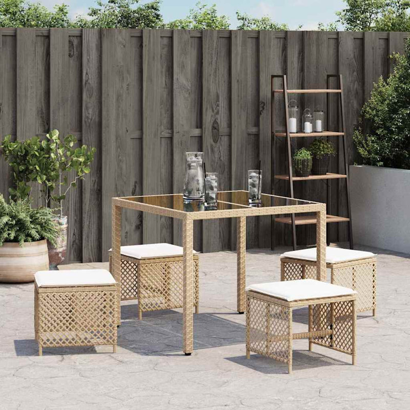 Outdoor Ottoman, Cream White, Beige