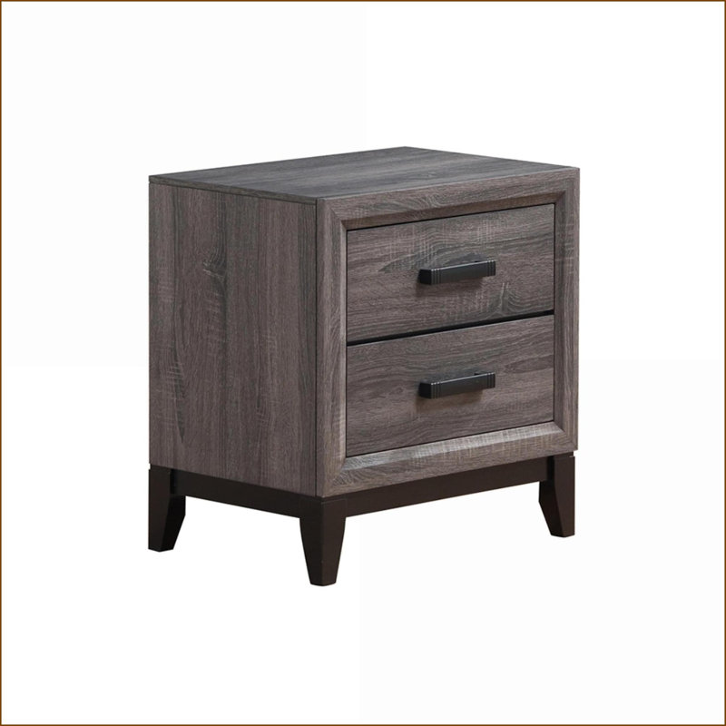Table de chevet 2 tiroirs Mirage, Gris