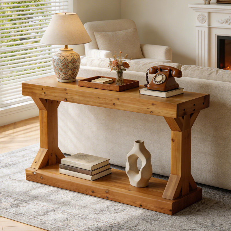 120cm Solid Wood Console Table, Brown