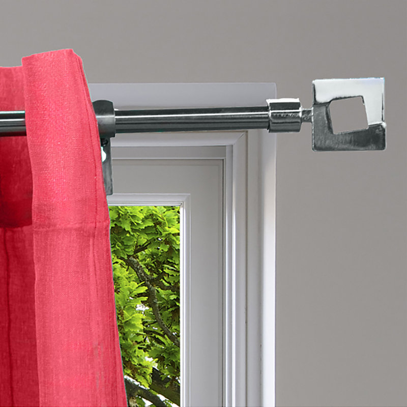 Studio Adjustable Single Curtain Rod with Geometric Finials (50-82 inches), Graphite
