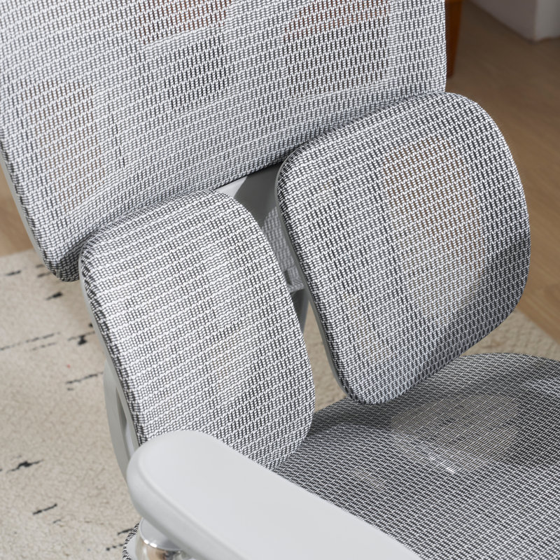 Ergonomic Mesh Office Chair With 6D Armrests, 3D Headrest, 2-Zone Lumbar Support And Retractable Footrest, Gray
