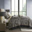 Couvre-lit 5 pièces pour grand lit - noir avec motif cachemire et housse en tissu