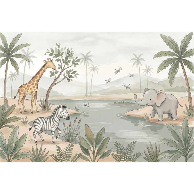 Décoration murale amovible en forme de pastel Safari, Non tissé, 160 po x 108 po