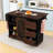 Kitchen Island with Drop Leaf, Barn Door, Power Outlet, 3 Drawers, Adjustable Shelf and Spice Rack-1682789801