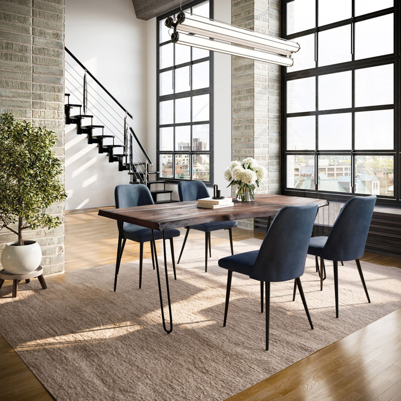 Ensemble de salle à manger Gordonsville, Ensemble de cinq pièces : table, quatre chaises, Ardoise, Bleu
